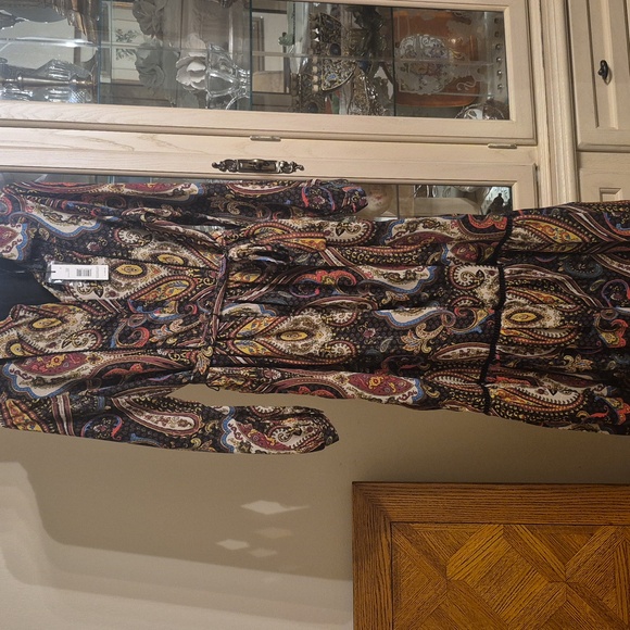 T Tahari Multicolor Paisley Long Sleeve Dress - Picture 2 of 11